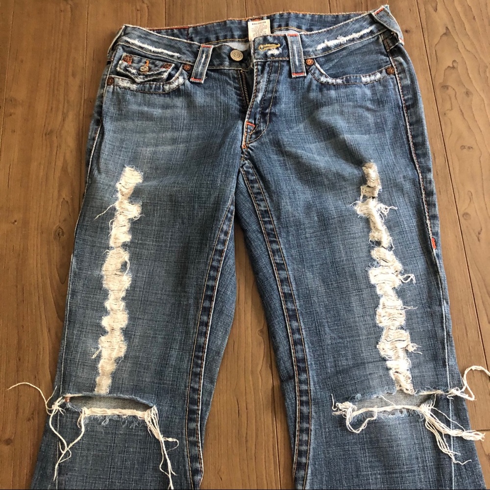True Religion Ripped Flare Jeans